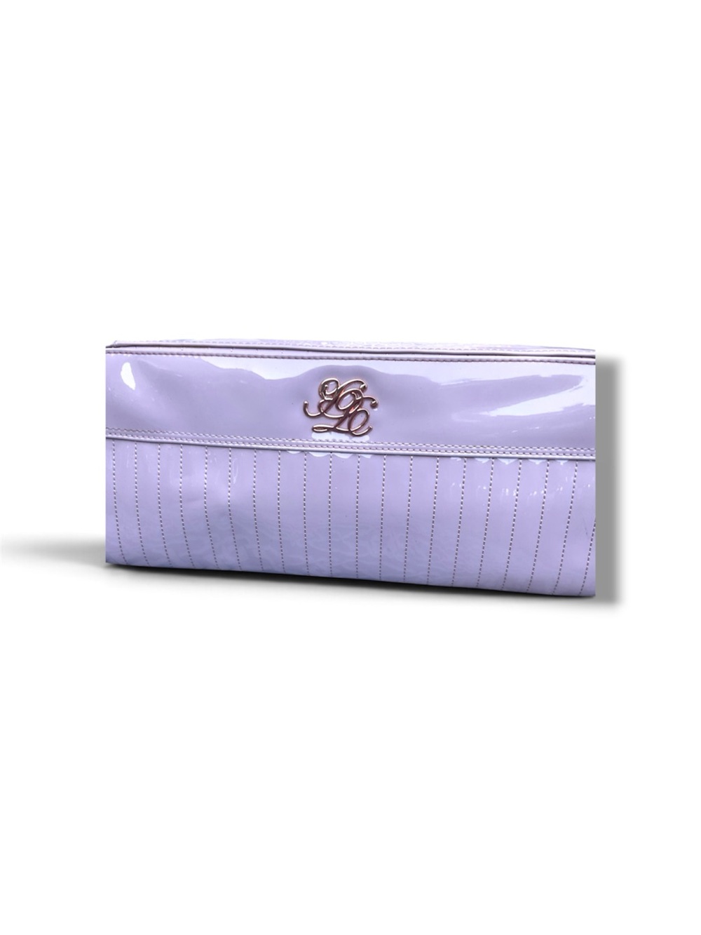 Ted Baker pleated patent leather clutch in Pink